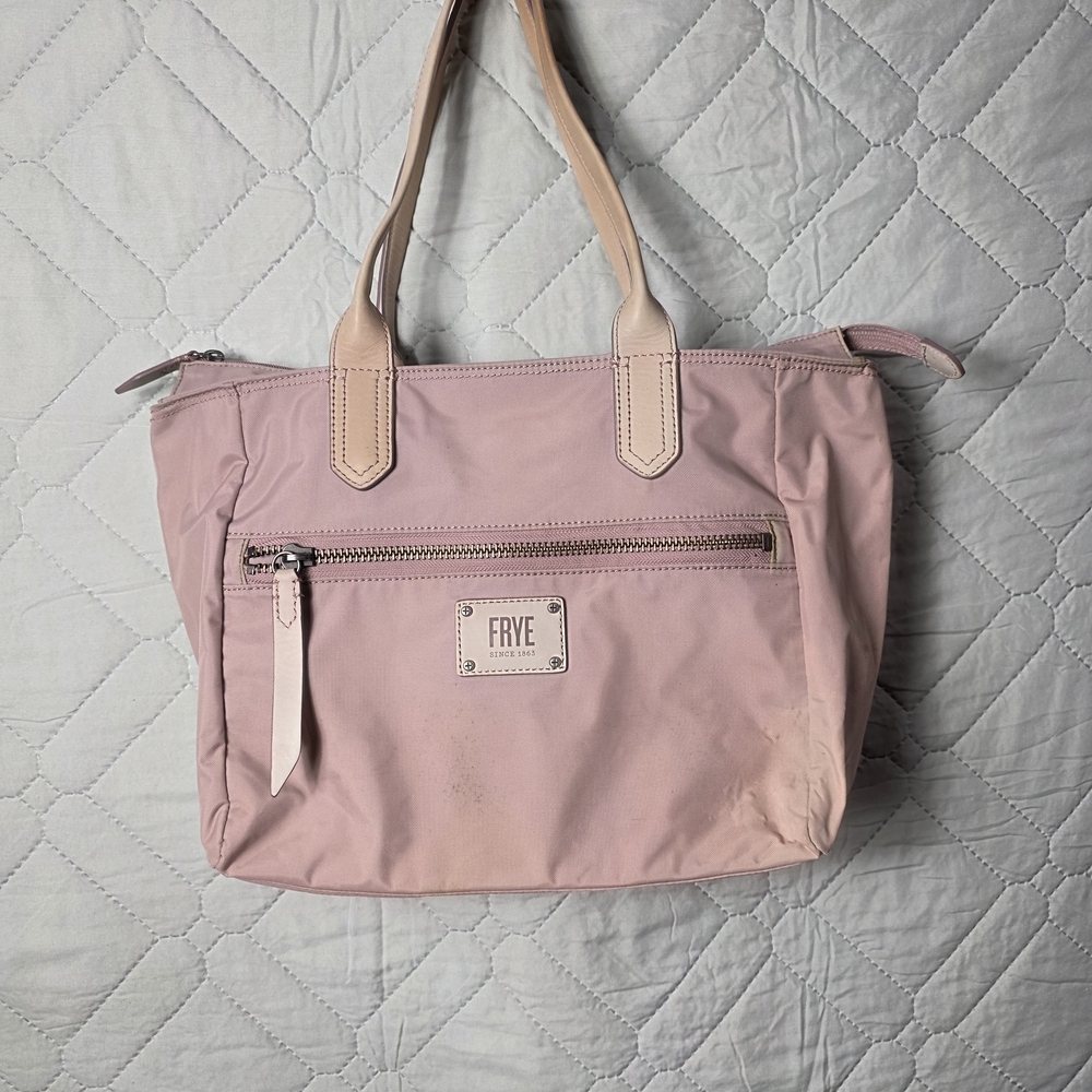 Frye Blush Pink Nylon Tote with Light Leather Handles - Picture 1 of 13